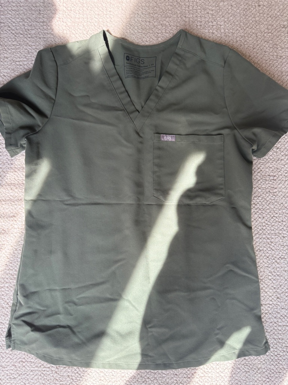 Figs Olive V-Neck Medical Scrub Top